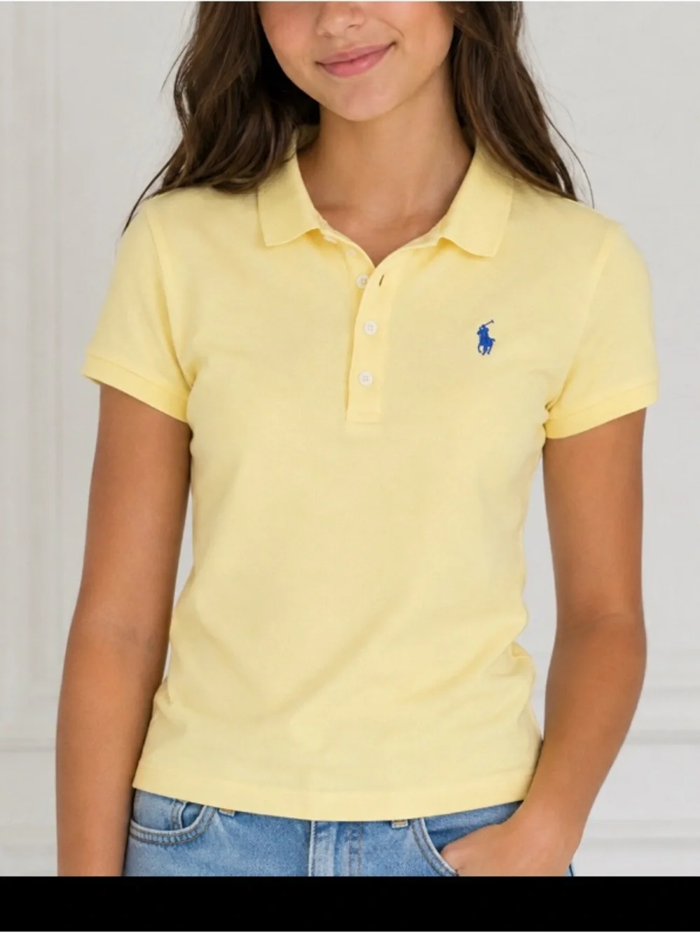 Polo by Ralph Lauren Girls' Pale Yellow Short-Sleeve Polo with Blue Pony
